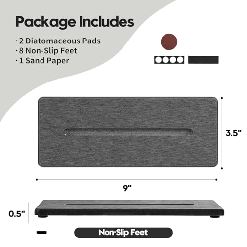 2 Pack Diatomite Stone Sink Tray, Water Absorbing Mat for Kitchen & Bathroom Counter, Quick Dry Soap Dish Makeup Vanity Caddy,Sponge Holder Organizer, Dark Gray - 2pcs of 9"x 3.5" - color: 2 Pcs - Dark Gray - 9"x 3.5"