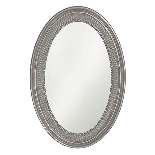 Howard Elliott Collection Ethan Nickel Oval Decorative Wall Hanging Mirror, Resin Frame Vanity Mirror Pefect Home Decor, 21 x 31 Inch - color: Nickel