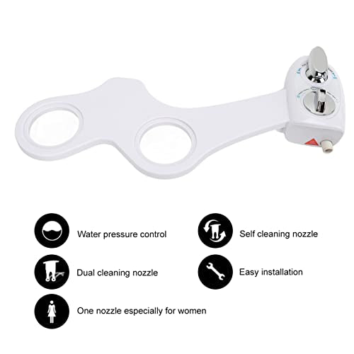 Fdit Bidet Toilet Attachment Dual Nozzle Water Pressure Adjustable Self Cleaning Cold Water Spray No Tools Required for Personal