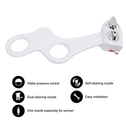 Fdit Bidet Toilet Attachment Dual Nozzle Water Pressure Adjustable Self Cleaning Cold Water Spray No Tools Required for Personal