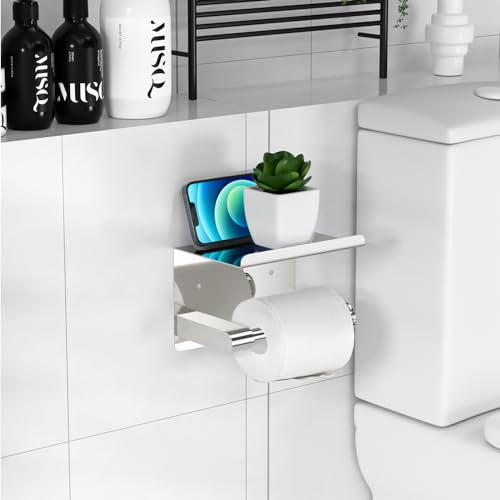 GLNLQ Chrome Toilet Paper Holder Wall Mount, Self Adhesive or Screw-in | Adhesive or Screw-in, Waterproof and Rustproof Stainless Steel, Wall Mount Design, Modern Stylish Design, for Bathroom, RV - color: C-chrome