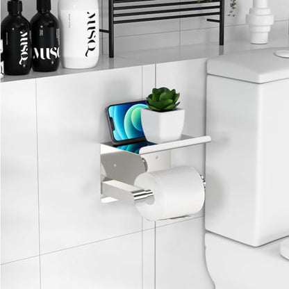 GLNLQ Chrome Toilet Paper Holder Wall Mount, Self Adhesive or Screw-in | Adhesive or Screw-in, Waterproof and Rustproof Stainless Steel, Wall Mount Design, Modern Stylish Design, for Bathroom, RV - color: C-chrome