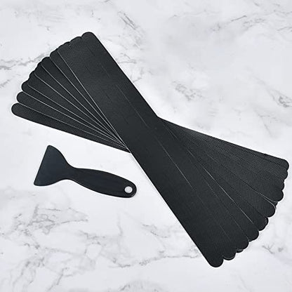 Supkiir Bathtub Non Slip Stickers, 24 PCS Anti Slip Adhesive Shower Treads with Scraper for Bath, Tub, Shower, Pool, Stairs, Ladders, Kitchen, 15’’(Black) - color: Black