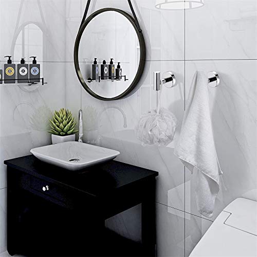 Nolimas Towel Coat Hook Polished Chrome SUS304 Stainless Steel Bathroom Clothes Cabinet Closet Sponges Robe Hook Wall Mounted Round Kitchen Heavy Duty Door Hanger 2 Packs - color: 2pcs Polished Chrome