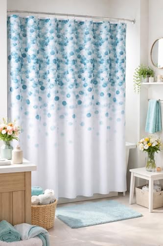 Serafina Home Mineral Blue Teal Modern Fabric Shower Curtain for Bathroom: Cascading Water Splash Pattern of Turquoise, Aqua, and White - color: Blue, Teal, Turquoise, Aqua, Grey, White