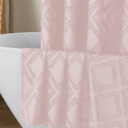 Solid Blush Fabric Shower Curtain for Bathroom, Farmhouse Boho Shower Curtain- Soft Cloth & Hotel Spa Quality, Machine Washable Shower Curtains Sets with 12 Hooks, Grommets Top, 72Wx78L - color: Blush, size: 72"W x 78"L (Pack of 1)
