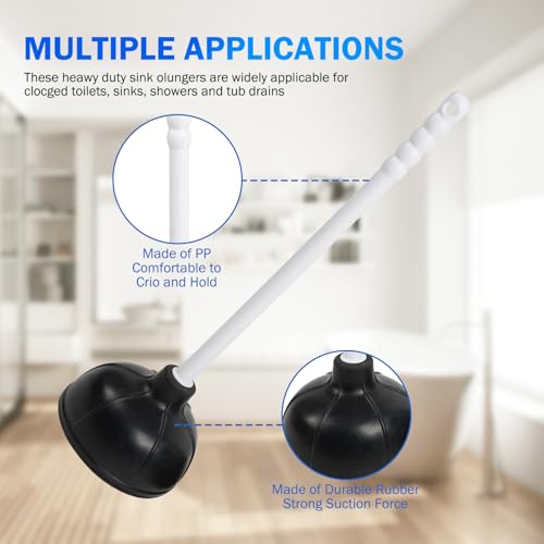 KOOMADE Force Suction Cup Rubber Toilet Plunger with PP Handle, Toilet Bowl Plunger Heavy Duty Pump Clogged Solution for Bathroom Stores Restaurants Strong Sink to Fix Clogged Toilets Drains Sinks (2)