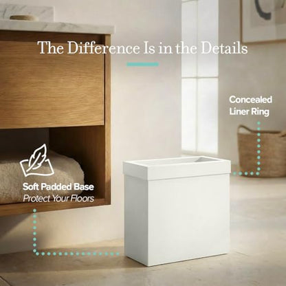 Gatco Modern Rectangle Wastebasket, Matte Pearl - Stainless Steel Trash Can with Removable Lid, Leakproof, 3 Gallon Capacity for Bathroom, Bedroom, Kitchen, or Office - color: Matte Pearl