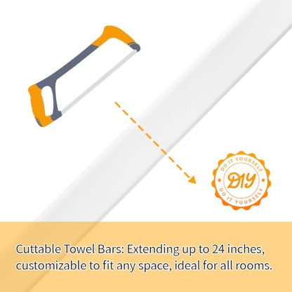 24-Inch Adjustable Towel Bar Replacement Rod Spring End Wall-Mounted Replacement for Bathroom & Kitchen Towel Storage - color: White-1