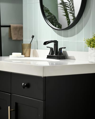 Fapully Oil Rubbed Bronze Bathroom Faucet, Waterfall 4 Inch Centerset | Mudroom Faucet, Lead-Free Brass, Faucet for Bathroom Sink with Pop-up Drain, Bathroom Sink Faucet - color: Oil Rubbed Bronze