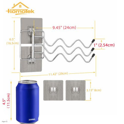 HOMOTEK Swivel Towel Rack Adhesive Stainless Steel Towel Hanger 3-Arm Towel Bar, Space Saving Towel Holder Rack for Bathroom Kitchen, Brushed Finish 1 Pack