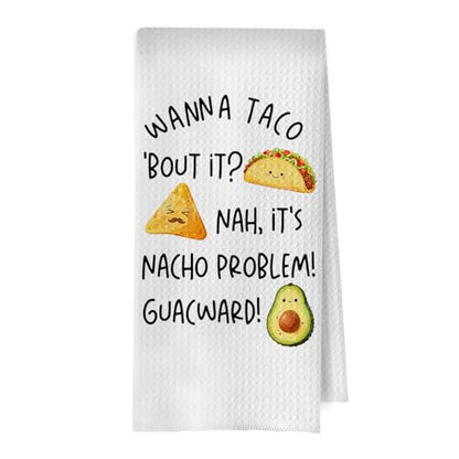 Mexican Gifts Kitchen Towels - Funny Mexican Gifts Decorative Waffle Dish Towels, Taco Themed Gift Hand Towel, Taco Tuesday Gift Tea Towel, 16×24 Inches - color: Foodie- 10