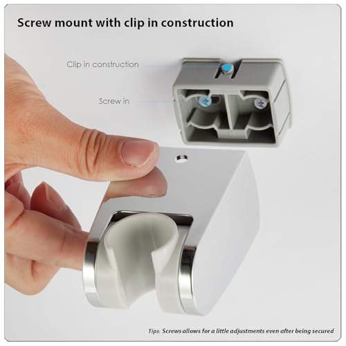 Hand held Shower Head Holder- 5 Angles Adjustable - Screw Mount for Permanent Fixture -Bathroom Wall Mount Shower Wand Holder - (Polished Chrome)