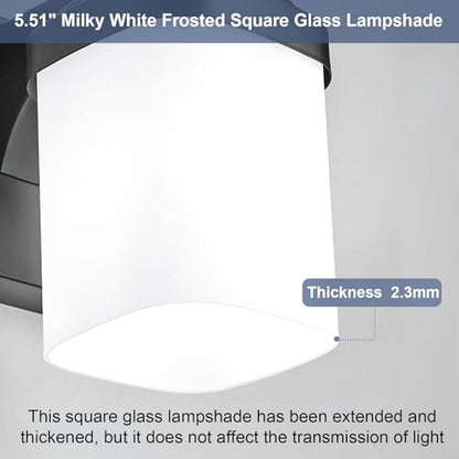 10 Inches Bathroom Vanity Light, 2-Light Black Bathroom Light Fixtures Over Mirror, Bathroom Light Shower Lamp with Milky White Square Glass Shade, Modern Farmhouse Lighting Fixtures - color: Black, size: 10 Inch : 2-lights