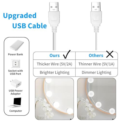 LED Vanity Mirror Lights with 14 Dimmable Bulbs, 3000K 4500K 6500K & 10 Brightness Levels Adjustable, Plug in USB Cable, Hollywood Style Stick On Mirror Lights for Makeup Desk Bathroom Dressing Room - size: 14 Bulbs