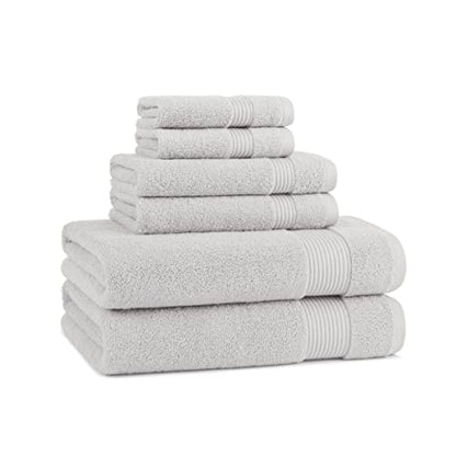 Arkwright Solid 6 Piece Bath Towel Set, 100% Cotton 600 GSM Soft Absorbent Bathroom Towels for Hotel, Spa or Vacation Rental, Titanium Grey (2 Bath Towels, 2 Hand Towels, 2 Washcloths) - color: Titanium Grey