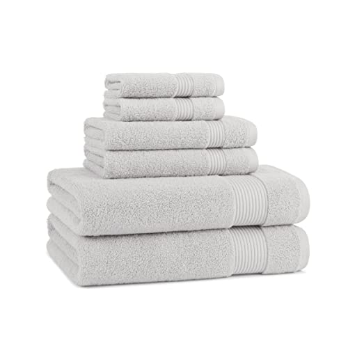 Arkwright Solid 6 Piece Bath Towel Set, 100% Cotton 600 GSM Soft Absorbent Bathroom Towels for Hotel, Spa or Vacation Rental, Titanium Grey (2 Bath Towels, 2 Hand Towels, 2 Washcloths) - color: Titanium Grey