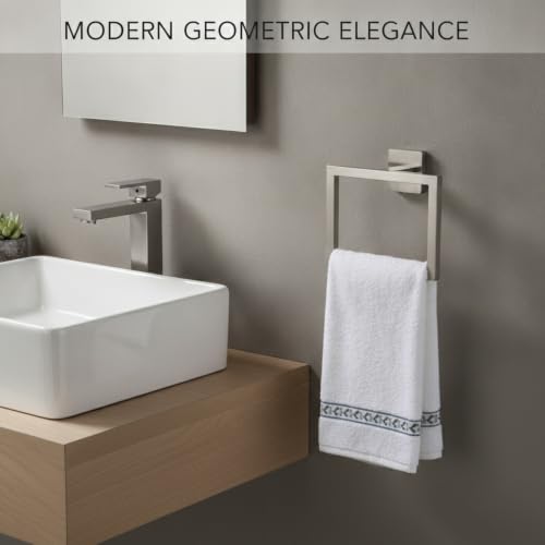 6.3 x 5.1 Inch Square Tube Towel Ring, Stainless Steel Wall Mount Hand Towel Holder for Bathroom Sink Vanity