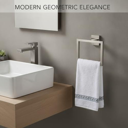 6.3 x 5.1 Inch Square Tube Towel Ring, Stainless Steel Wall Mount Hand Towel Holder for Bathroom Sink Vanity