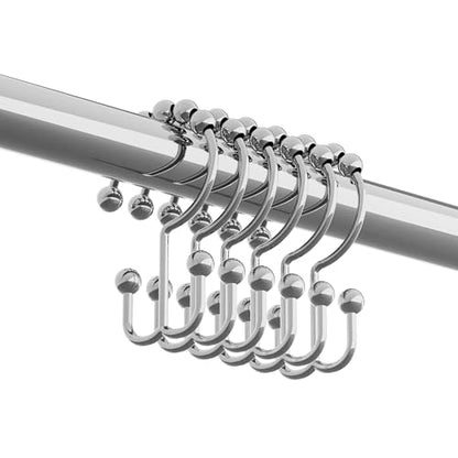 Zenna Home Shower Curtain Hooks, Chrome, Set of 12 – Premium Shower Curtain and Liner Rings with Double Roller Glide and Double-Sided Design – Rust Resistant - color: Chrome