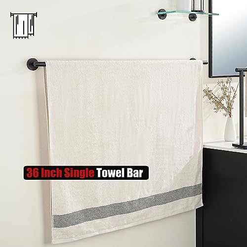 JQK Bath Towel Bar Black, 39 Inch 304 Stainless Steel Thicken 1mm Single Towel Rack for Bathroom, Towel Holder Wall Mount, Useable Length 36 Inch, TB110L36-PB - color: Black, size: 39 Inch