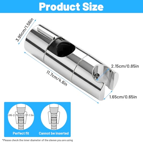 Shower Head Holder for Slide Bar - Universal Adjustable 0.77-1.1in /19-27mm | Hand Shower Wand Holder Bracket - 360 Degree Rotation Sprayer Showerhead Holders with Hanging Bathroom Replacement