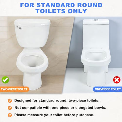 5'' Round Raised Toilet Seat with Handles, Adjustable Height | 3 Adjustable Heights (1.9/3.4/5'')|Fits Standard Round Toilets|with Lid|300lbs|Flip-up Armrests|for Seniors Post-surgery