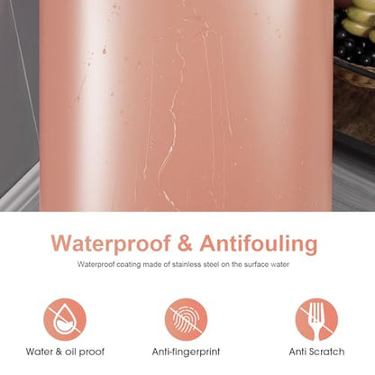 FDW Garbage Can 13 Gallon 50 Liter Kitchen Trash Can for Bathroom Bedroom Home Office Automatic Touch Free High-Capacity with Lid Waste Bin - color: Pink, style: Plastics