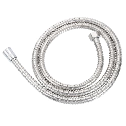 uxcell Shower Hose 59 Inches Extra Long Stainless Steel Handheld Shower Flexible Hose Replacement with Brass Connectors Anti-Explosion Anti-Kink Leakproof Hose, Silver - color: Silver, size: 1.5 m