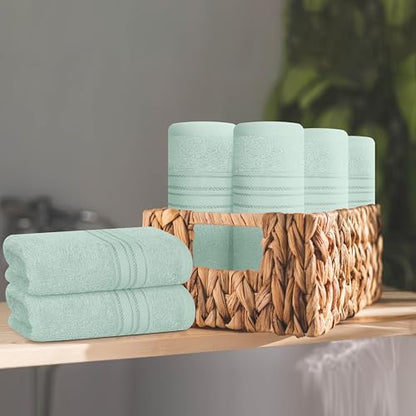 BOUTIQUO Ultra Soft Cotton Washcloths, Contains 12 Piece Face Cloths 12x12 inch, Ideal for Everyday use Face Towels, Compact & Lightweight Multi Purpose Washcloths - Sea Green - color: Sea Green, size: Washcloths - Set of 12