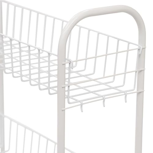 Household Essentials 05121 Slim Line 3-Tier Metal Storage Cart | Laundry Room Rolling Organizer | White - style: 7" White - Basic
