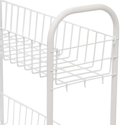 Household Essentials 05121 Slim Line 3-Tier Metal Storage Cart | Laundry Room Rolling Organizer | White - style: 7" White - Basic