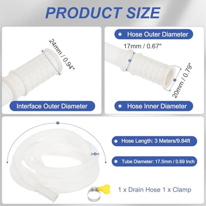 PATIKIL 9.84ft Air Conditioner Drain Kit, Universal AC Drain Hose Connector Hose with Clamp Rubber Adapter for Mini-Split Window AC Unit Dehumidifier Faucet - size: 9.84ft
