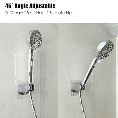 Strong Adhesive and Waterproof Shower Head Holder, Adjustable Handheld Shower Holder Wall Mount Shower Bracket (Silver - 2 Pack) - style: Silver - 2 PACK