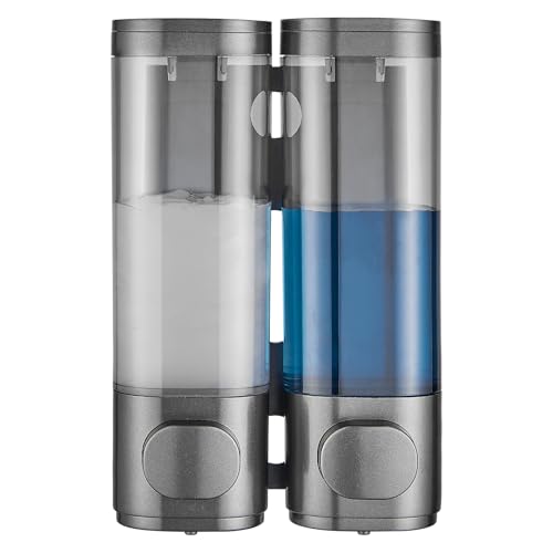 Pollock Shampoo and Conditioner Dispenser 2 Chamber No Drill | Shower Soap Pump Dispenser Wall Mounted,Body Wash Dispenser,Shower Gel Shampoo Holder for Bathroom Accessories, (Gun 2) - color: Gun 2