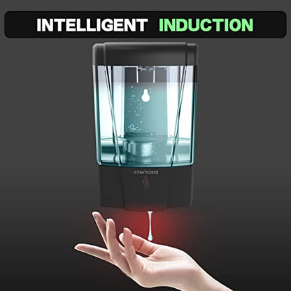 interhasa! Soap Dispenser, Touchless Hand Sanitizer Dispenser Wall Mount Automatic Kitchen Soap Dispenser for Commercial Home, Office, 600ml/20oz Black - color: Black