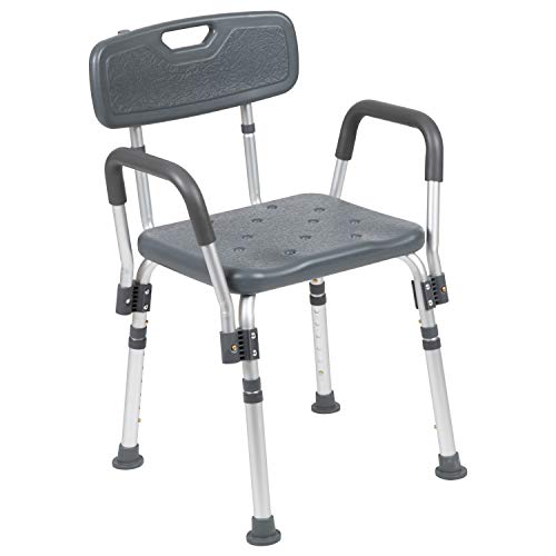 Flash Furniture HERCULES Series 300 Lb. Capacity Adjustable Gray Bath & Shower Chair with Quick Release Back & Arms - color: Grey