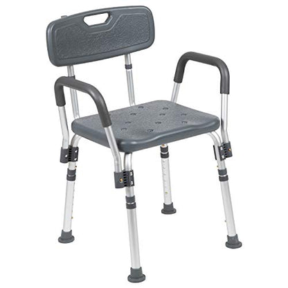 Flash Furniture HERCULES Series 300 Lb. Capacity Adjustable Gray Bath & Shower Chair with Quick Release Back & Arms - color: Grey