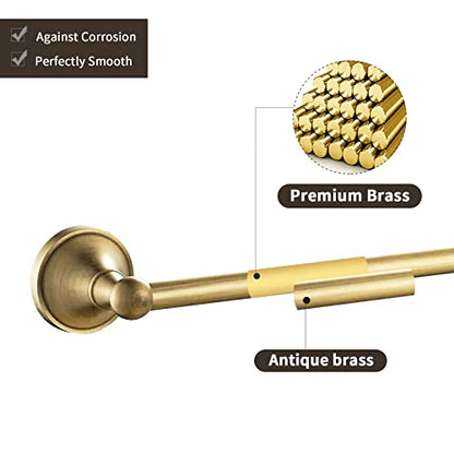 Leyden Antique Brass Towel Bar, Adjustable Towel Holder Rod Brass Towel Rack Bathroom Accessories Wall Mount - color: Single Towel Bar