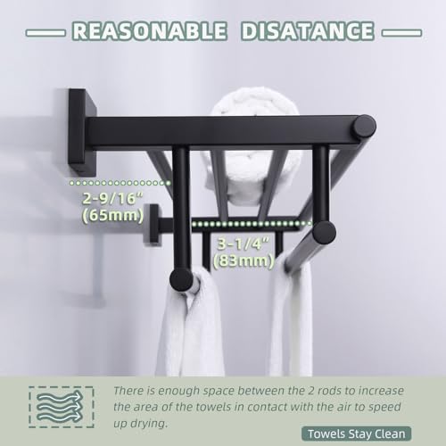 Angle Simple Bathroom Towel Shelf with Double Bar, Matte Black 23.62 Inches | Stainless Steel, 2-in-1 Versatile Bath Towel Holder Rack with Shelf, Ample Storage Space, Screw Mount - color: Matte Black, size: 23.62-Inch