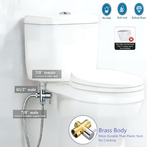 Handheld Bidet Sprayer for Toilet & Muslim Shower Kit with Storage Shelf, Brass T-Valve, Adjustable Pressure, No Drip, Easy Install, Feminine Care, Diaper & Pet Wash, Ceruleanix