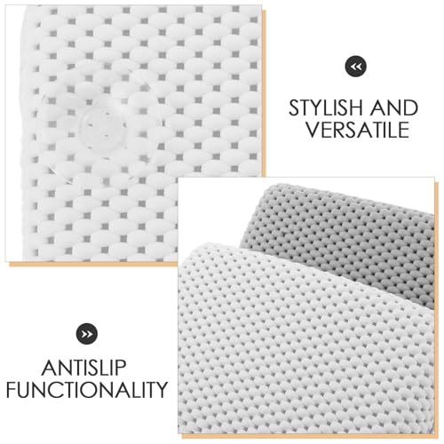 HOMSFOU 2pcs Non-Slip Foam Bath Pillow Suction Cups for Neck and Back Support, White and Gray Bathtub Headrest Cushions for Spa, Shower, Hotel, and Swimming Pool Use