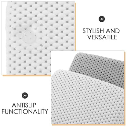 HOMSFOU 2pcs Non-Slip Foam Bath Pillow Suction Cups for Neck and Back Support, White and Gray Bathtub Headrest Cushions for Spa, Shower, Hotel, and Swimming Pool Use