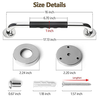 2 Pack Grab Bars for Showers 16 Inch Anti Slip | Shower Grab Bars for Seniors, Handicap Grab Bars for Wall Bathroom, Safety Bath & Shower Handles for Elderly - size: 16inch - silicone
