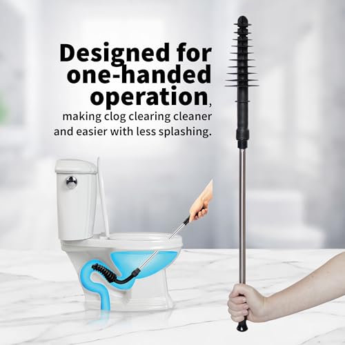 ToiletShroom Revolutionary Plunger, Squeegee, Clog Remover, Drain Cleaner, Bathroom Toilet Dredge Tool, Stainless Steel Handle with Caddy Holder, Оne Расk, Black