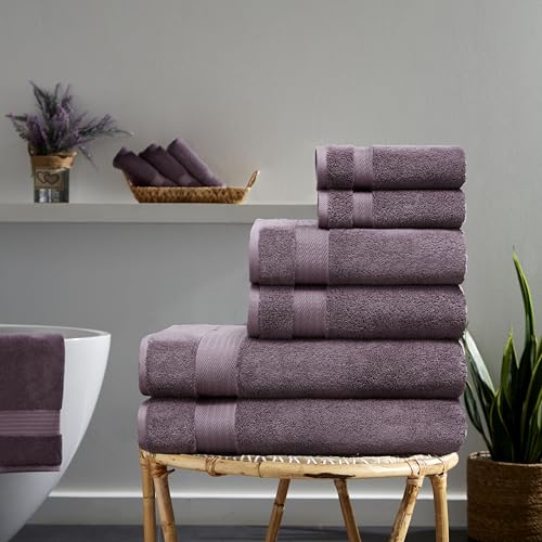 Ozdilek 6-Piece Bath Towel Set, 2 Bath, 2 Hand, 100% Cotton Turkish Towels, 2 Bath Towels (30x60/550 GSM), 2 Hand Towels (16x30/575 GSM), 2 Washcloths (13x13/600 GSM) (Orchid Purple) - color: Orchid