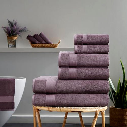 Ozdilek 6-Piece Bath Towel Set, 2 Bath, 2 Hand, 100% Cotton Turkish Towels, 2 Bath Towels (30x60/550 GSM), 2 Hand Towels (16x30/575 GSM), 2 Washcloths (13x13/600 GSM) (Orchid Purple) - color: Orchid