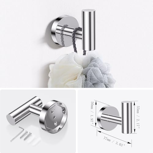 Lairuier Bathroom Hardware Set, 4-Piece Towel Holder Set Include Toilet Paper Holder,Towel Ring and 2 Towel Hooks Stainless Steel Wall Mounted Bathroom Hardware Accessories Set (Polished Chrome) - color: Polished Chrome, size: Set A