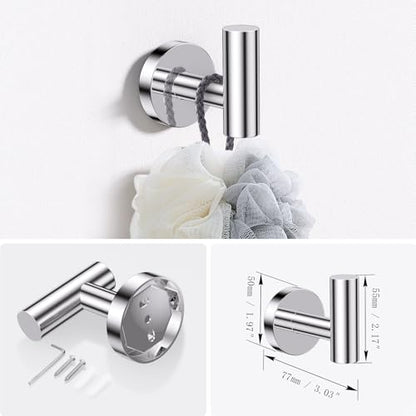 Lairuier Bathroom Hardware Set, 4-Piece Towel Holder Set Include Toilet Paper Holder,Towel Ring and 2 Towel Hooks Stainless Steel Wall Mounted Bathroom Hardware Accessories Set (Polished Chrome) - color: Polished Chrome, size: Set A