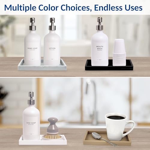 Countertop & Vanity Silicone Tray – 2 PC Small 7.7" Soap Tray | Kitchen Soap Tray Set, Dish Soap Tray for Kitchen Counter, Kitchen Sink Tray, Silicone Soap Dispenser Tray & Sponge Holder - color: Marble Design, size: 2 PC Small - 7"